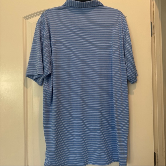 Peter Millar Featherweight 50+SPF fabric light blue stripe golf polo size XL - Picture 3 of 4